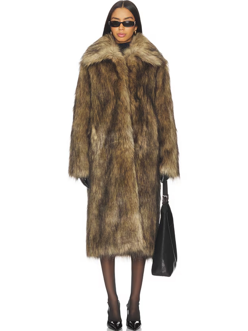 superdown Faux Fur Teddy Coat in Brown